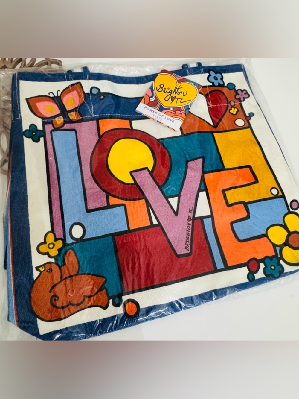 Brighton Power of Love Bright Color Graphic Canvas Tote- NWT